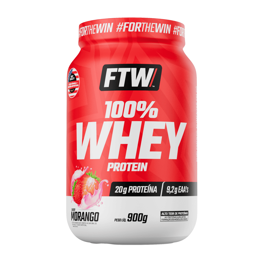 100% Whey Protein Concentrado Morango 900g - FTW