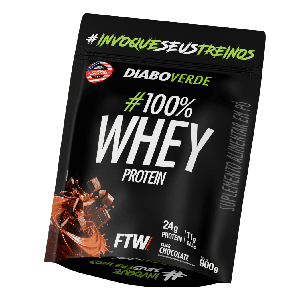 100% Whey Protein Refil Morango 900g - Diabo Verde