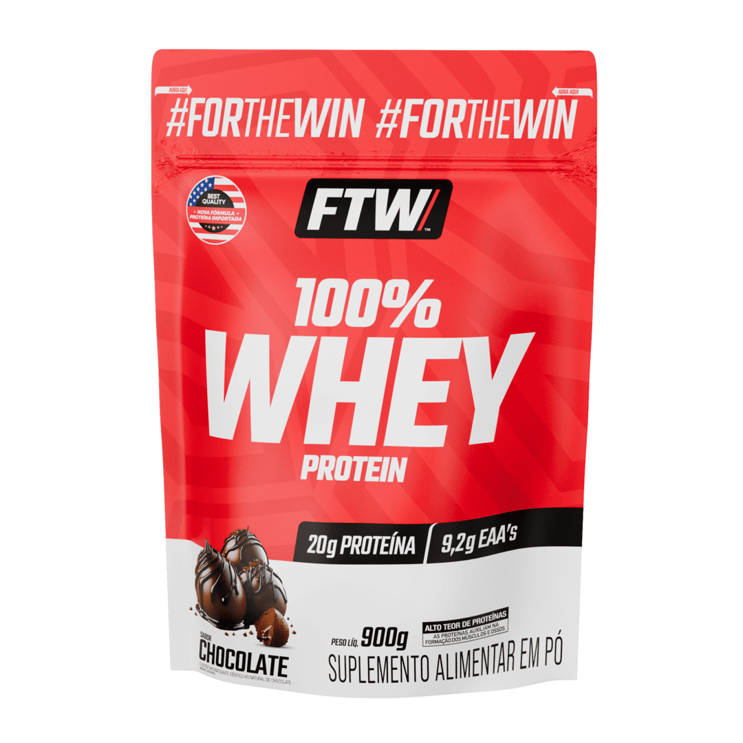 100% Whey Protein Concentrado Chocolate Refil 900g - FTW