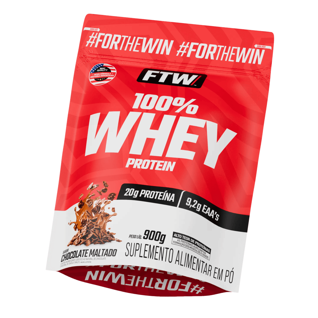 100% Whey Protein Concentrado Chocolate Maltado Refil 900g - FTW