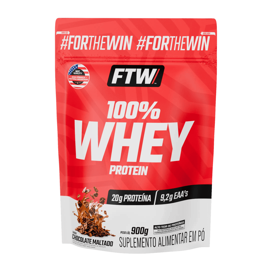 100% Whey Protein Concentrado Chocolate Maltado Refil 900g - FTW