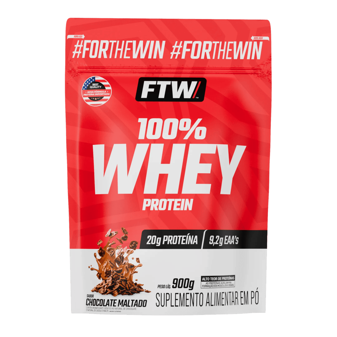100% Whey Protein Concentrado Chocolate Maltado Refil 900g - FTW