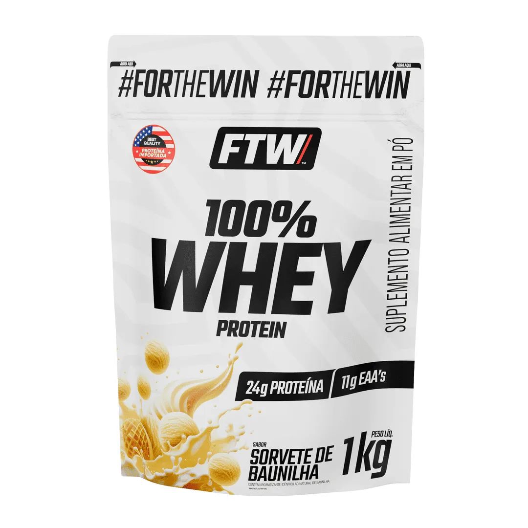 100% Whey Protein Sorvete de Baunilha 1kg Refil - FTW