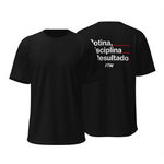 Camiseta Slim Masculina Preta Costas ROTINA, DISCIPLINA E RESULTADO FTW