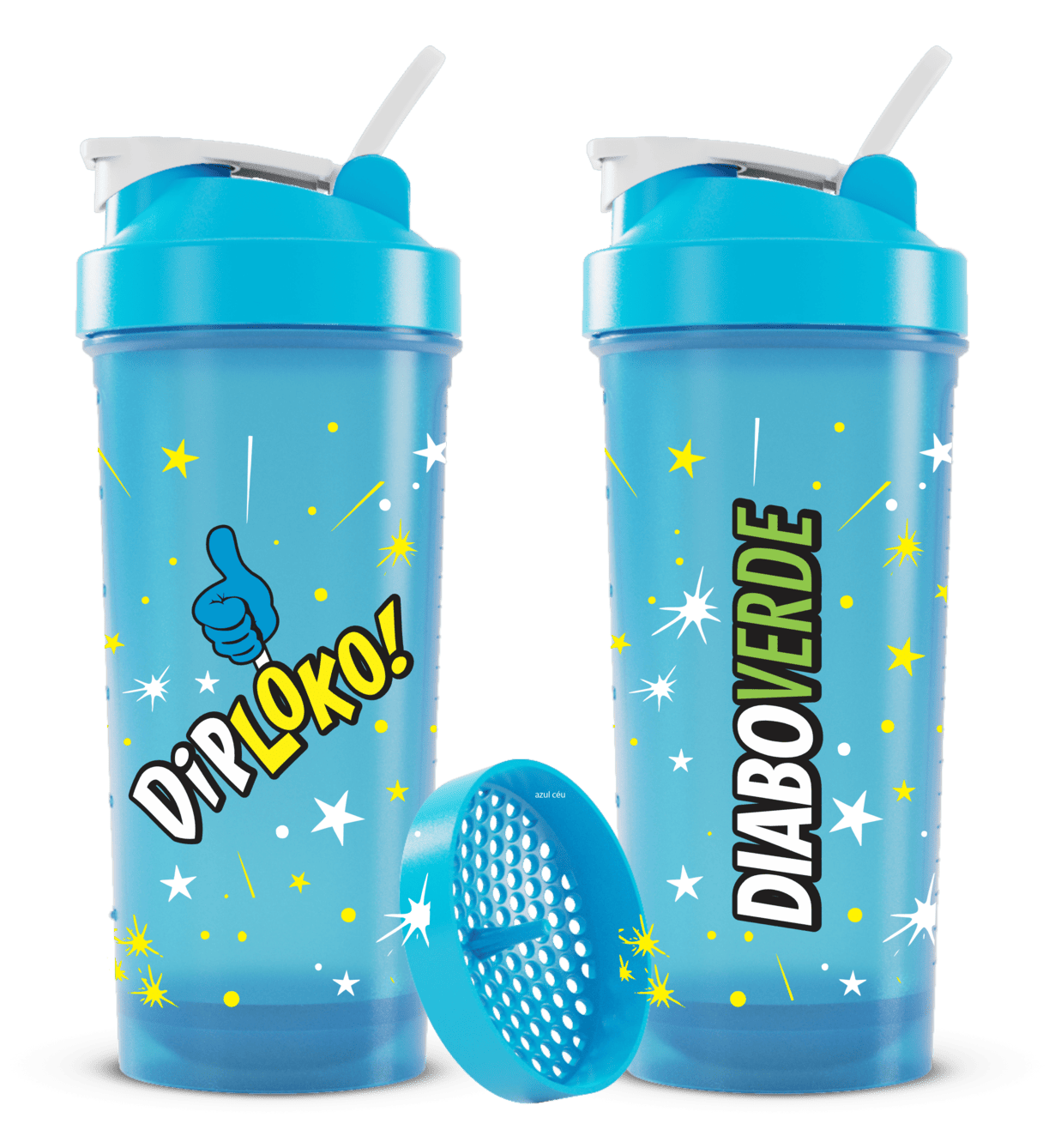 Coqueteleira Dip Loko! Azul 600ml - Diabo Verde