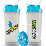 Coqueteleira Dip Loko! Transparente Tampa Azul 600ml - Diabo Verde