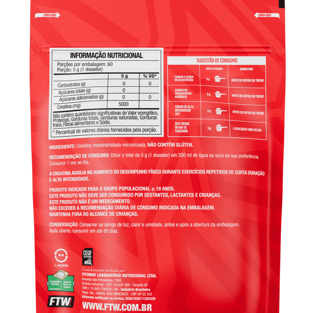 Creatina Monohidratada Refil FTW 300g