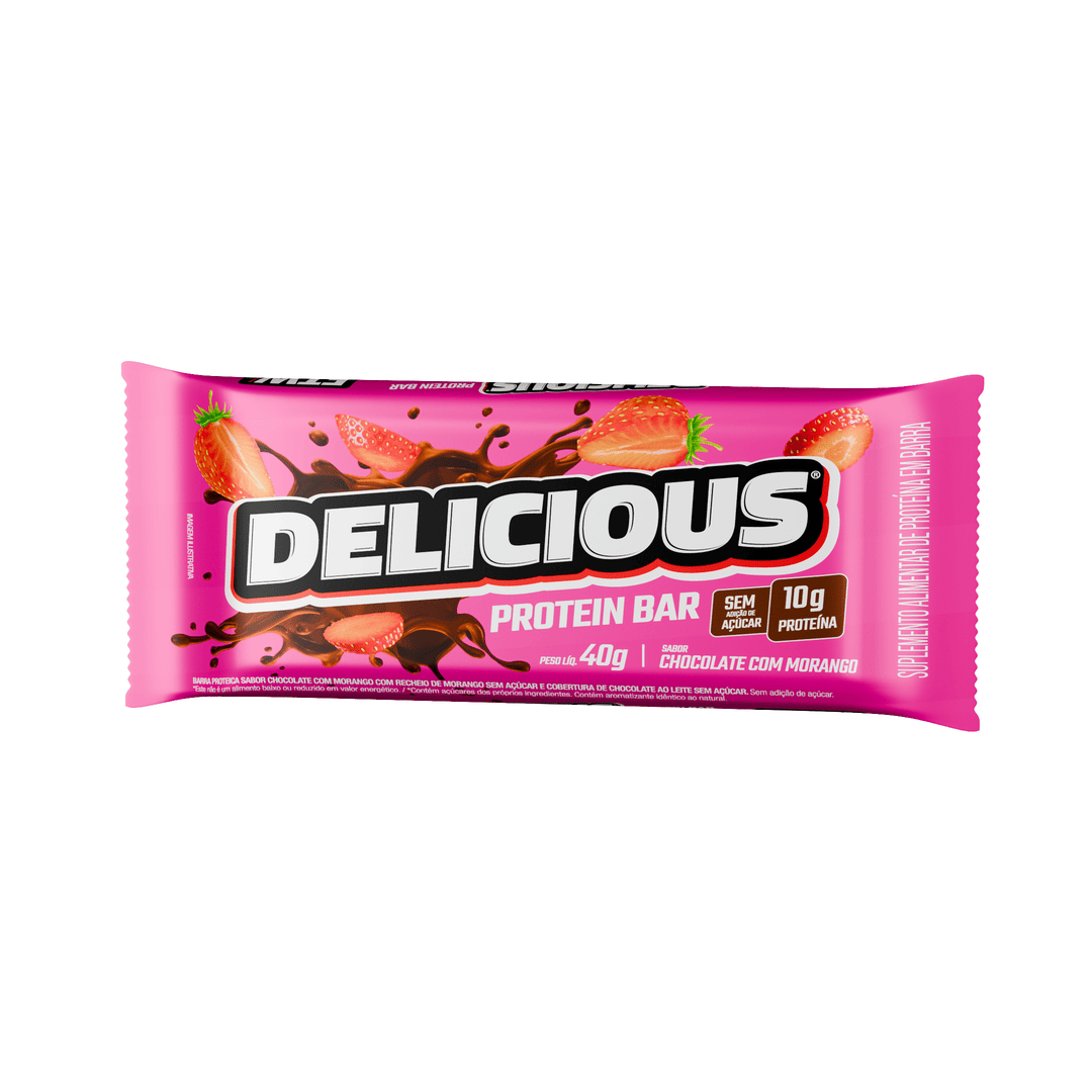 Barra de Proteína Delicious Chocolate com Morango 40g - FTW