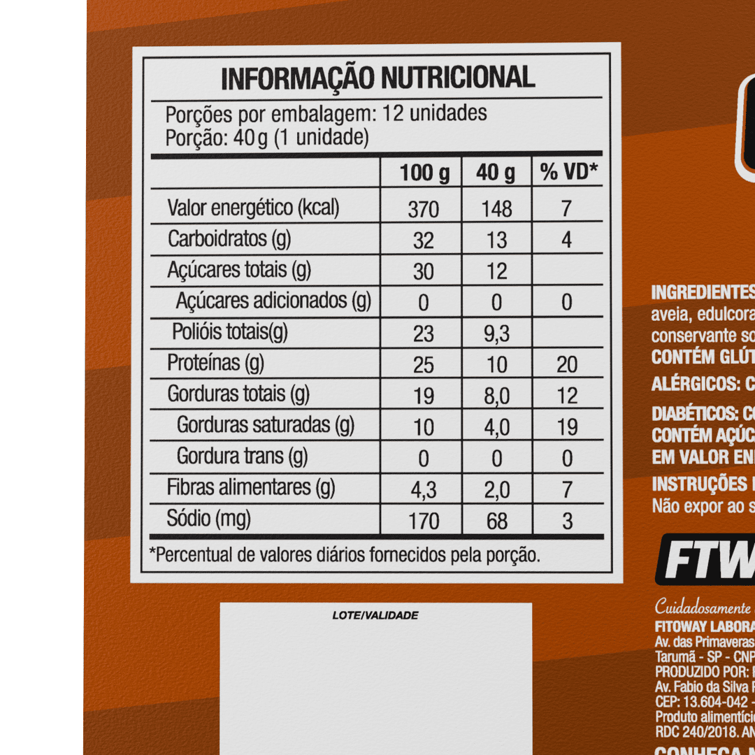 Delicious Brownie Protein Caixa com 12 Unidades 480g Sabor Chocolate Supreme - FTW
