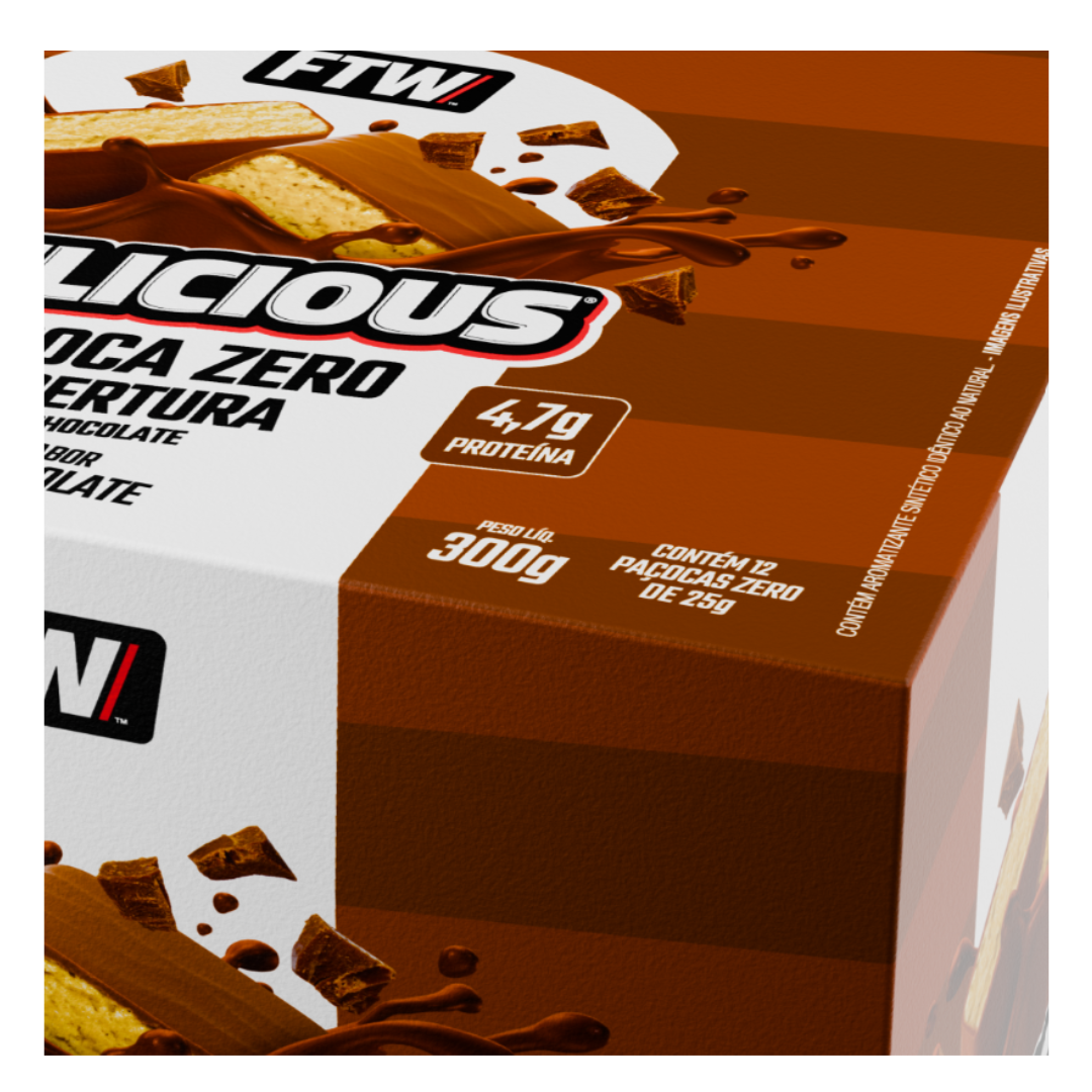 Delicious Paçoca Zero Chocolate Caixa 12 Unidades - FTW