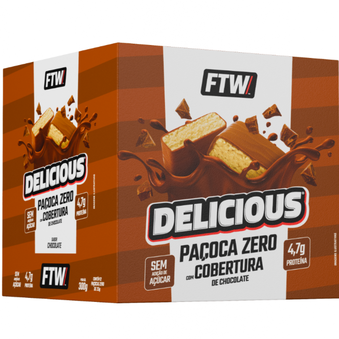 Delicious Paçoca Zero Chocolate Caixa 12 Unidades - FTW