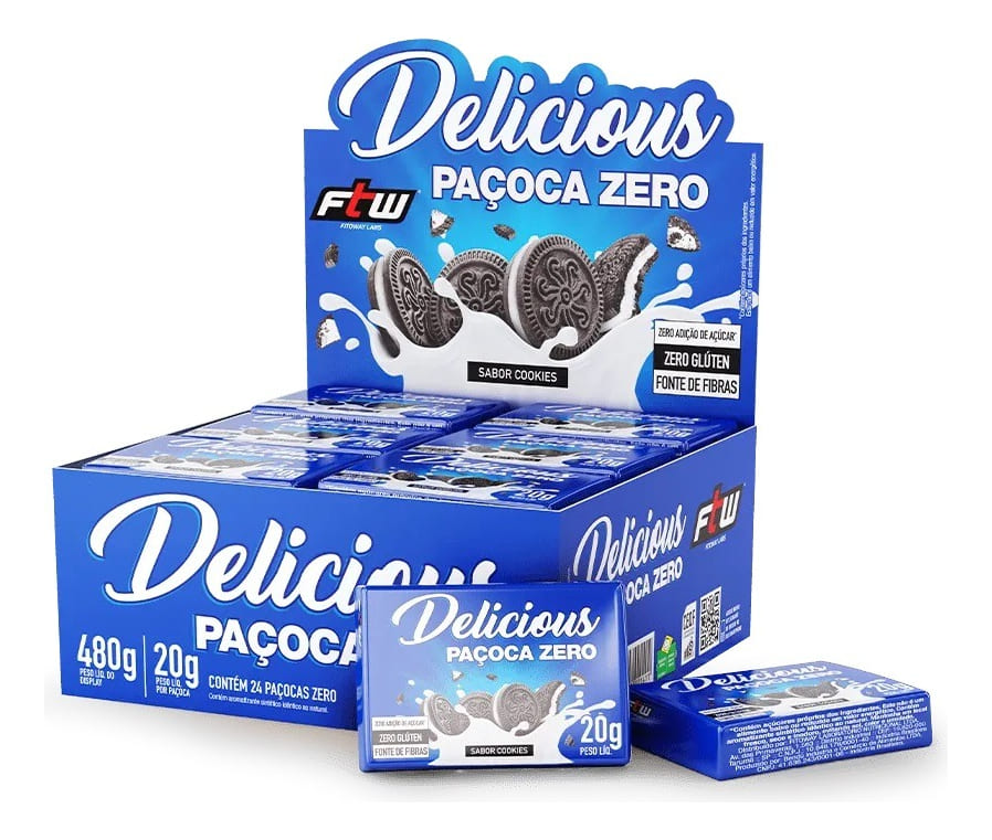 Delicious Paçoca Zero 24 Unidades 480g Cookies