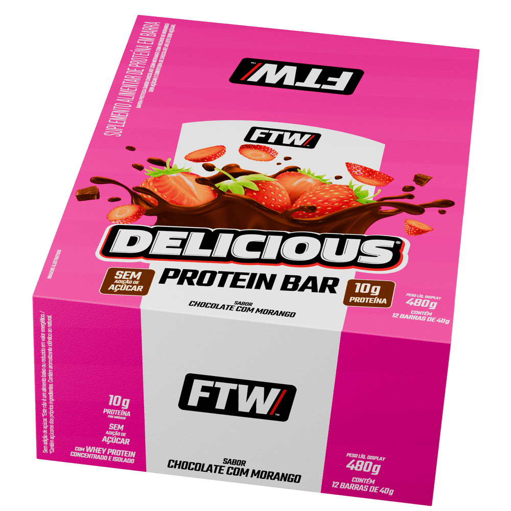 Delicious Protein Bar Caixa com 12 Unidades 480g - FTW