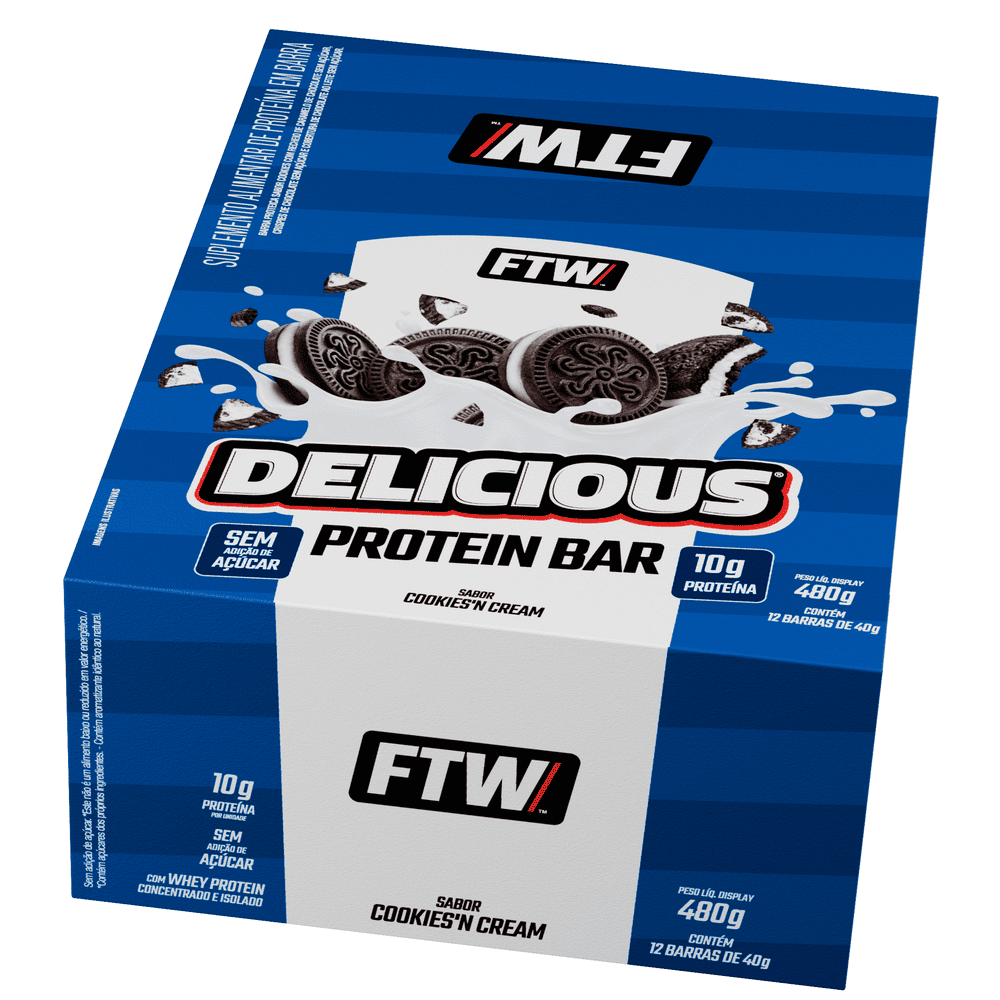 Delicious Protein Bar Caixa com 12 Unidades 480g - FTW