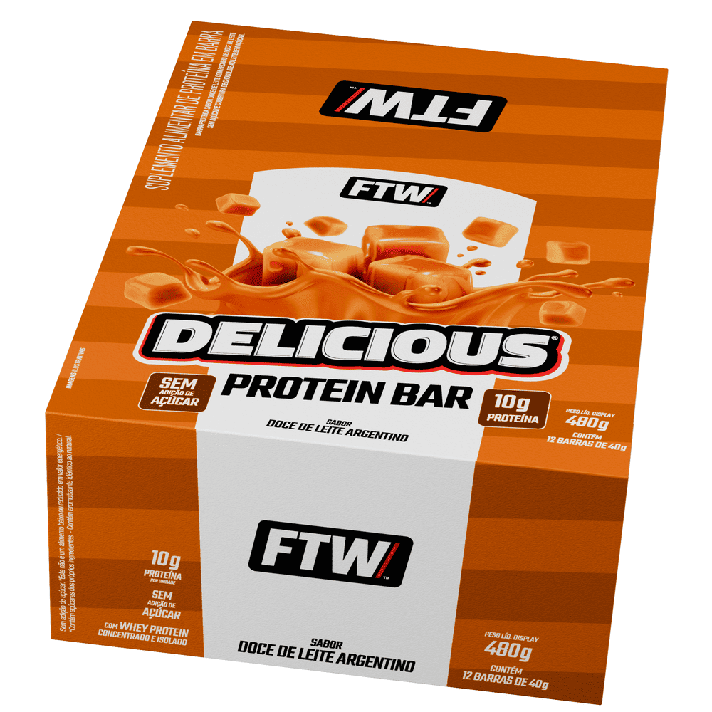 Delicious Protein Bar Caixa com 12 Unidades 480g - FTW