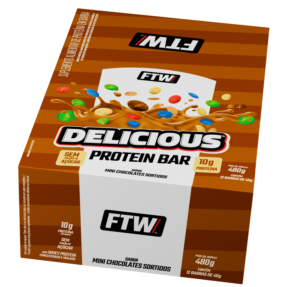 Delicious Protein Bar Caixa com 12 Unidades 480g - FTW