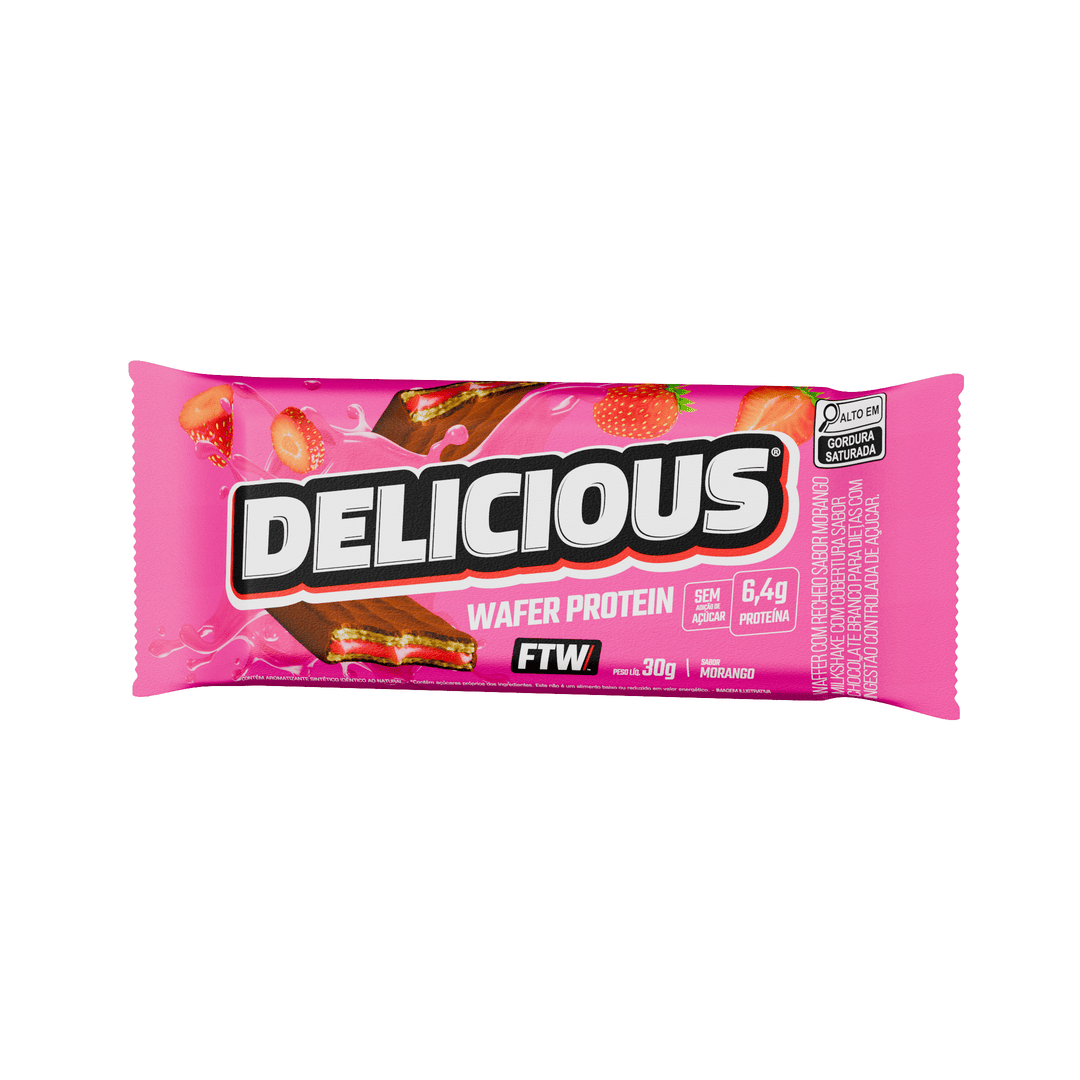 Wafer Protein Delicious Sabor Morango 30g - FTW