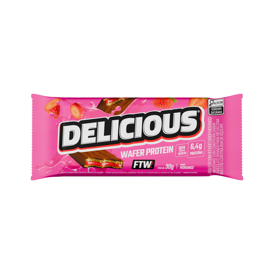 Wafer Protein Delicious Sabor Morango 30g - FTW