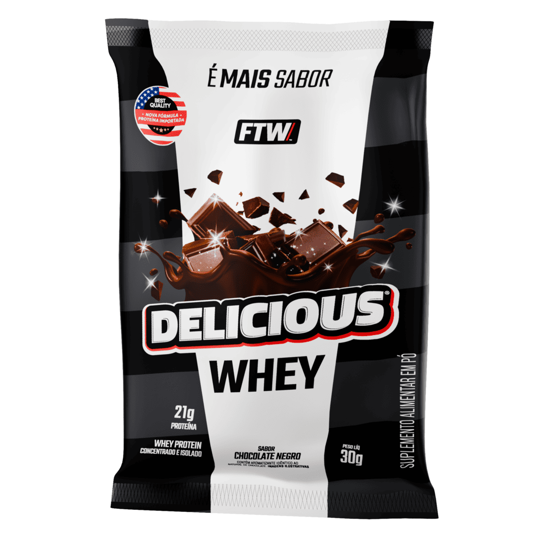 Whey Protein Delicious Sachê Sabor Chocolate Negro 30g - FTW