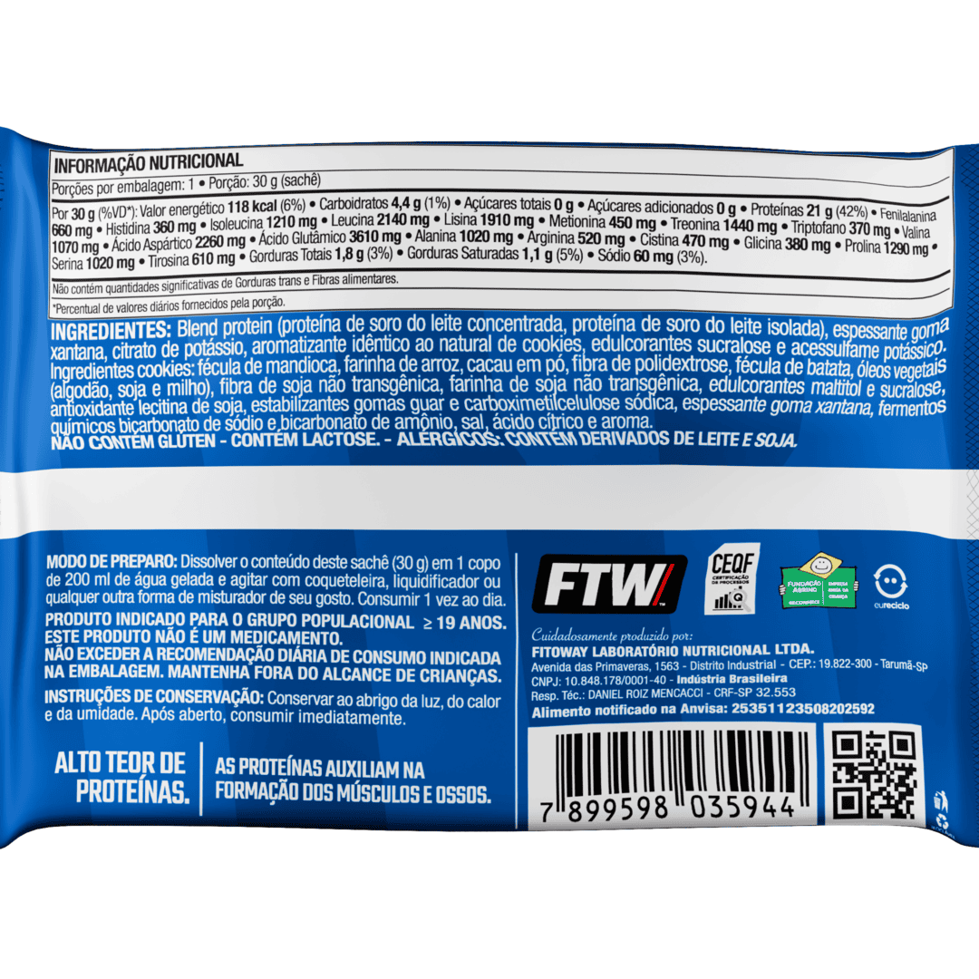 Whey Protein Delicious Sachê Sabor Cookies'N Cream 30g - FTW