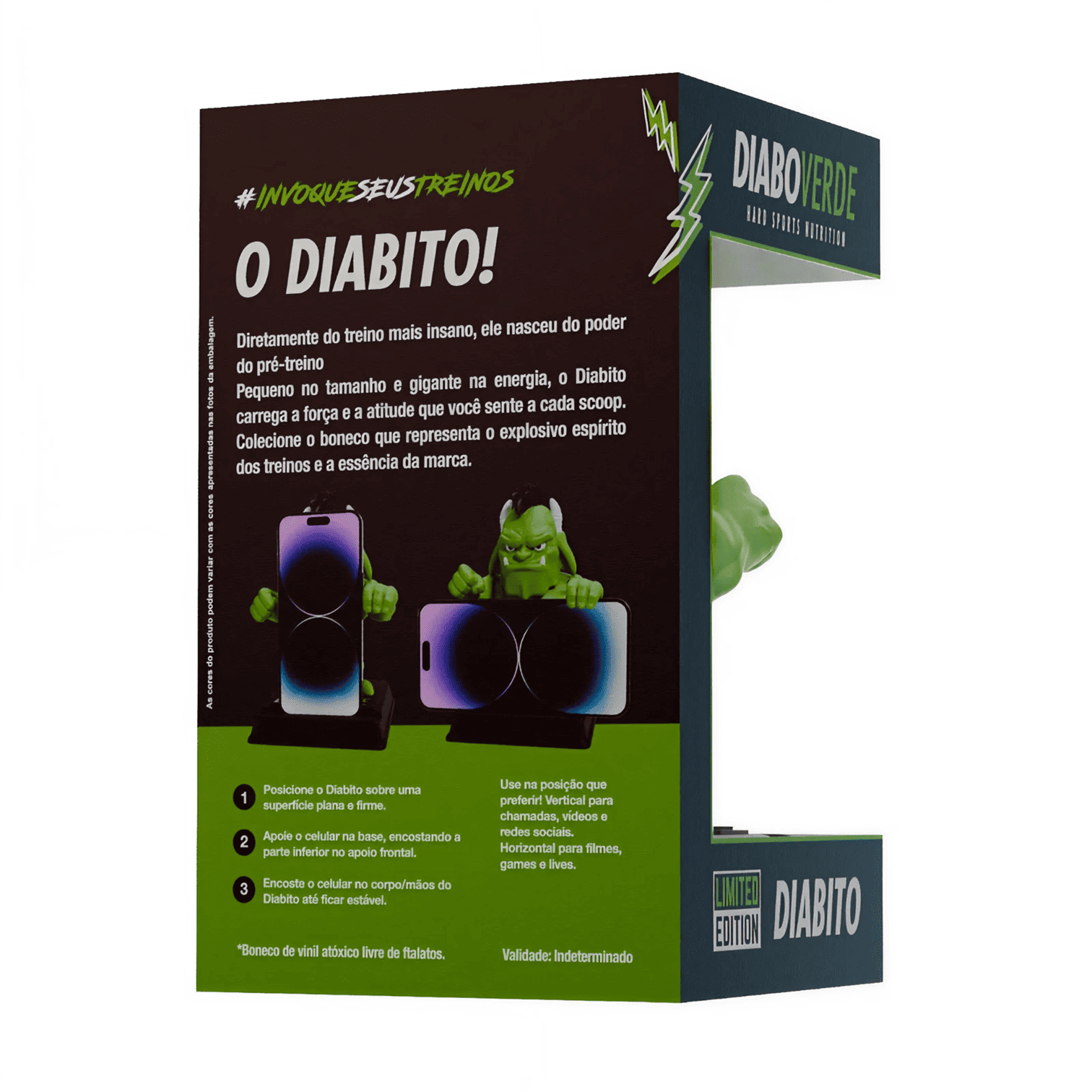 DIABITO Boneco Porta Celular de Mesa Diabo Verde
