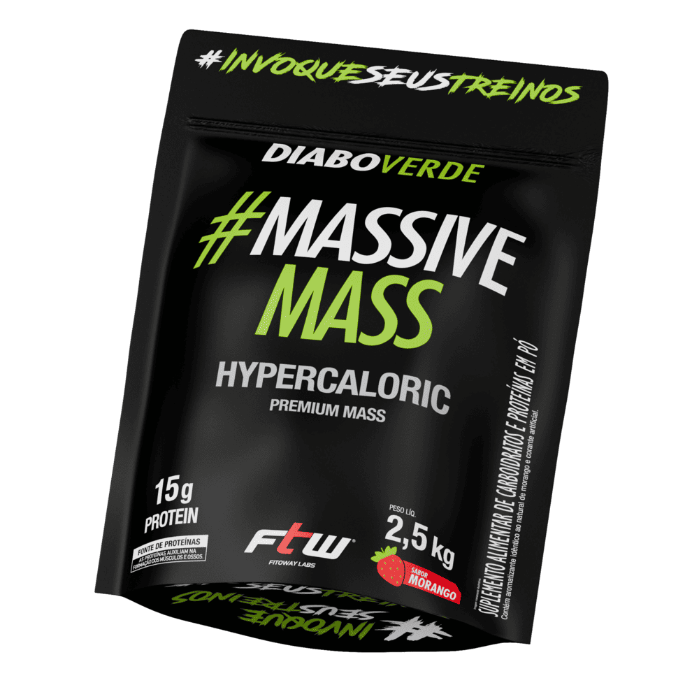 Diabo Verde #Massive Mass Hypercaloric 2,5 Kg Sabor Morango