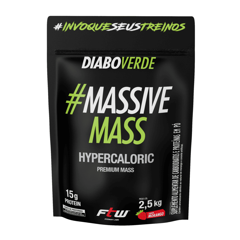 Diabo Verde #Massive Mass Hypercaloric 2,5 Kg Sabor Morango