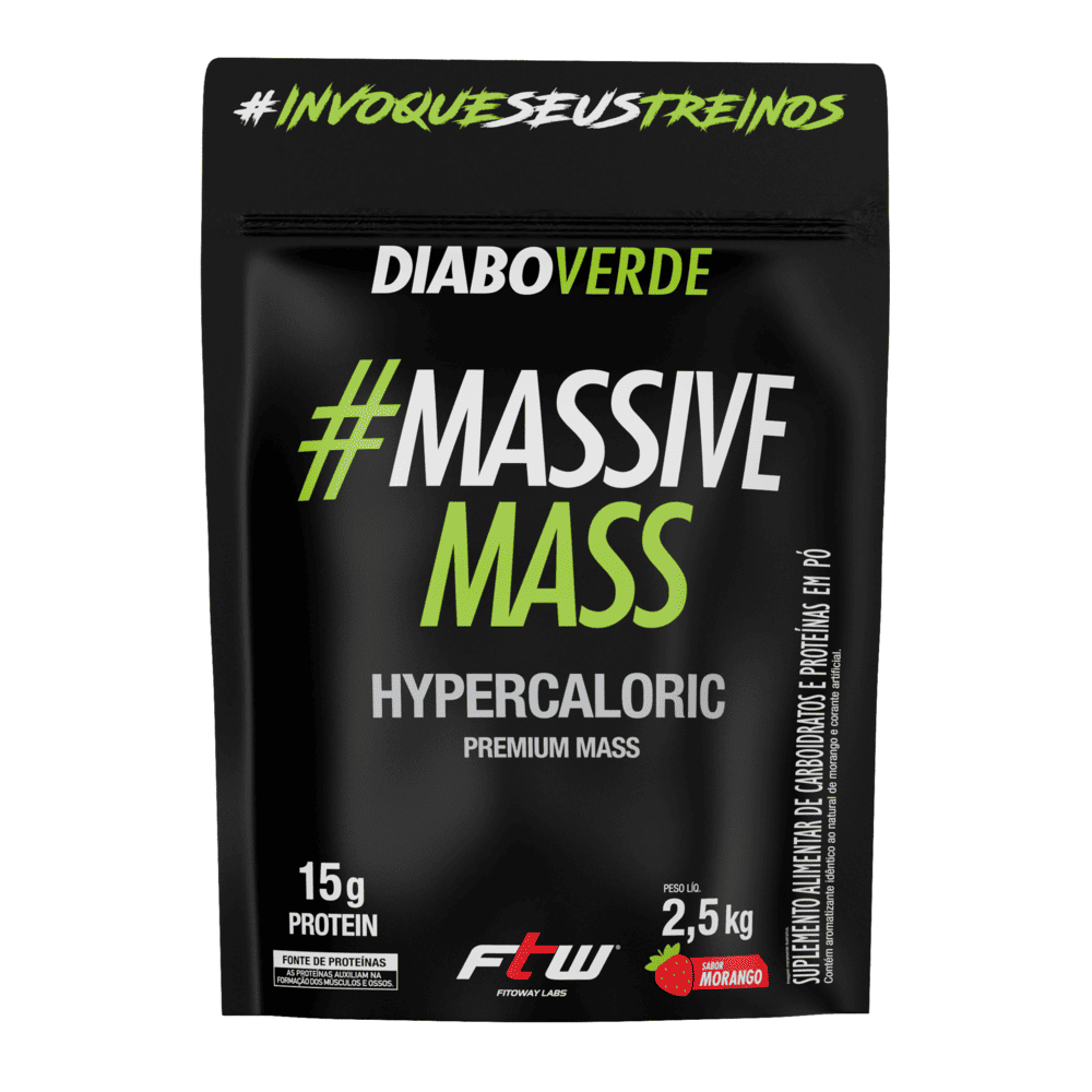Diabo Verde #Massive Mass Hypercaloric 2,5 Kg Sabor Morango