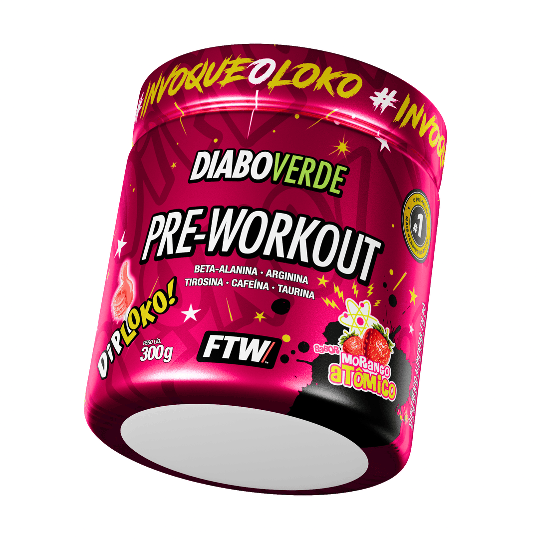 Pré-Treino Diabo Verde Dip Loko! 300g Morango Atômico