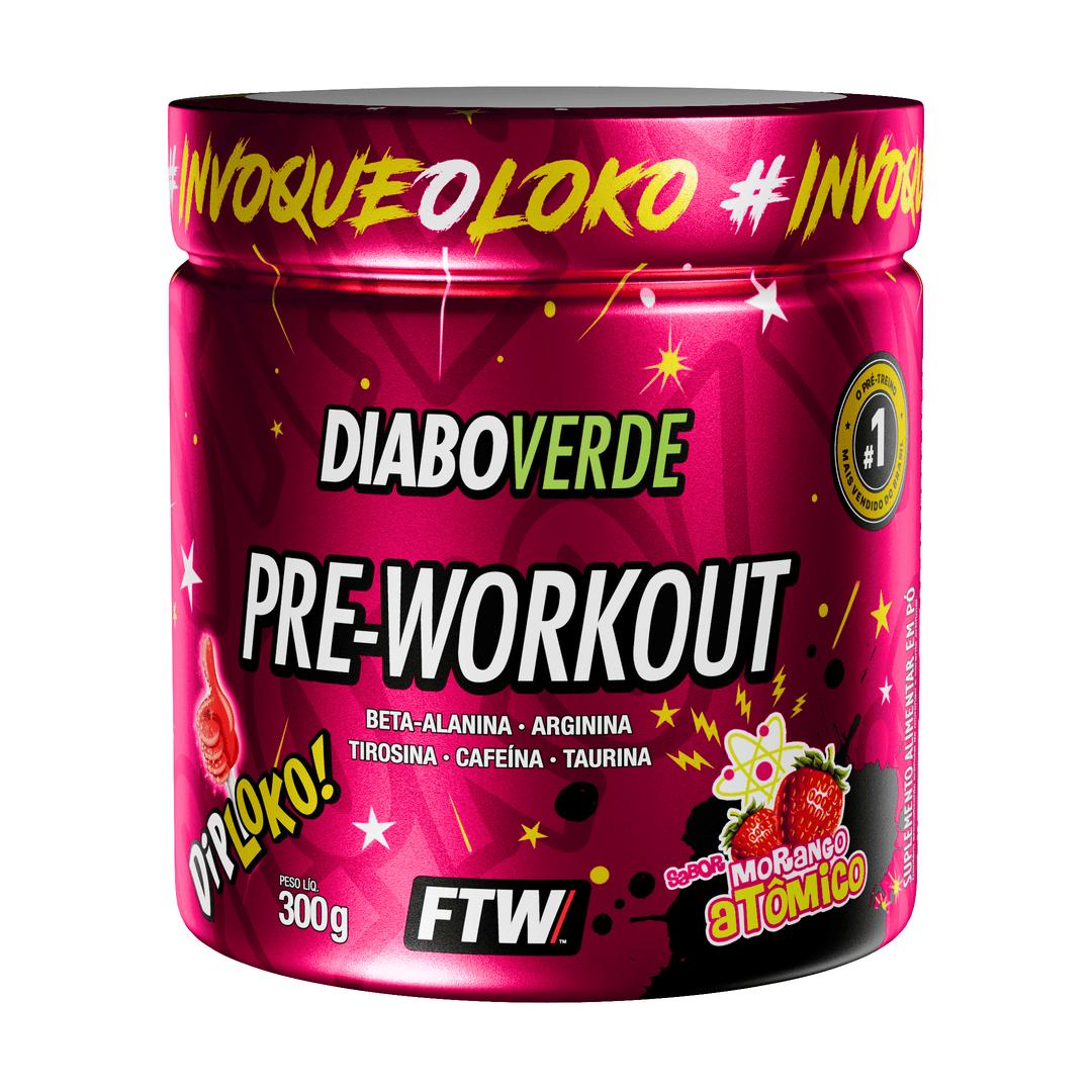 Pré-Treino Diabo Verde Dip Loko! 300g Morango Atômico