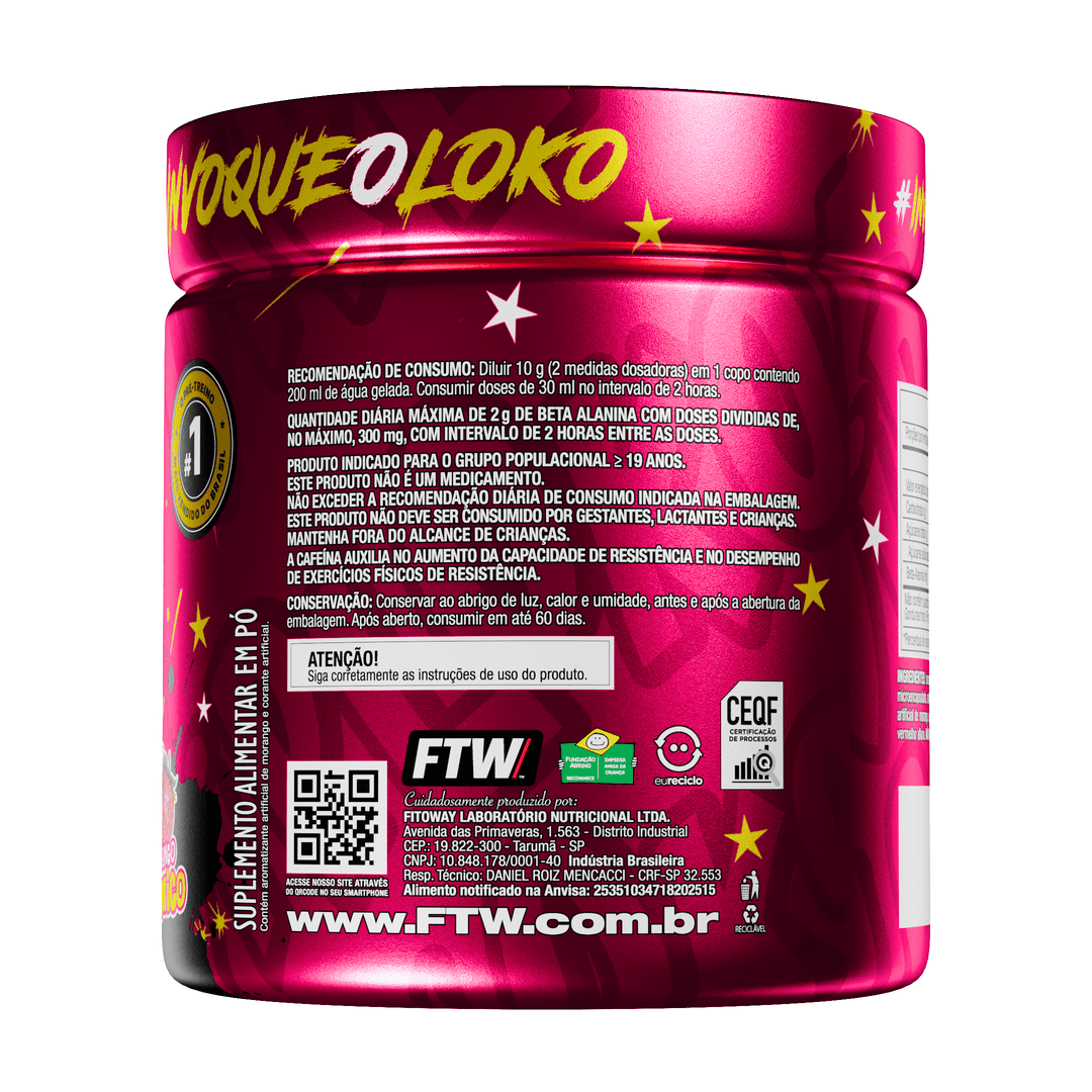 Pré-Treino Diabo Verde Dip Loko! 300g Morango Atômico