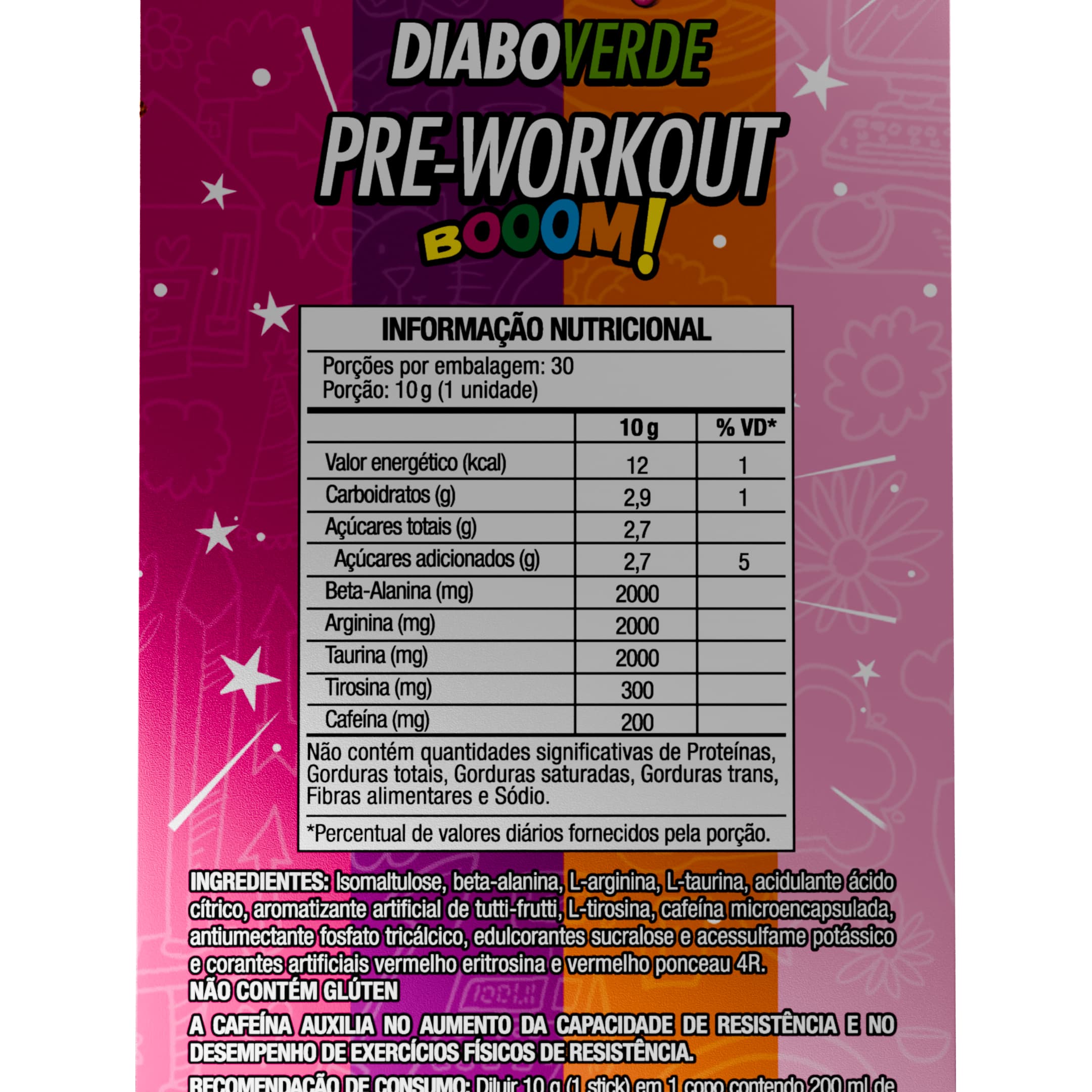 Pré-Treino Diabo Verde Dip Loko BOOM 30 Sticks Salada de Fruta - FTW 