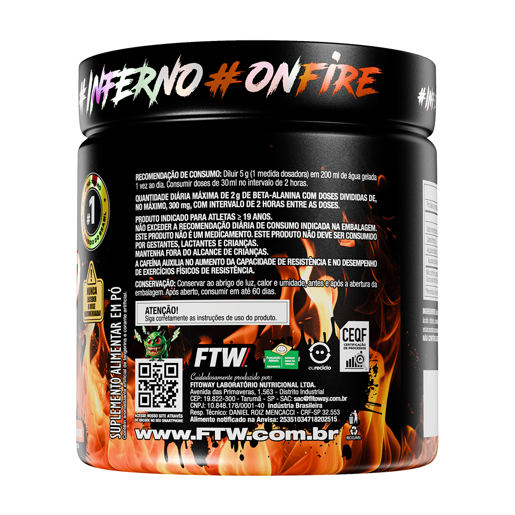 Pré-Treino Diabo Verde INFERNO Tangerina Fire 300g - FTW 