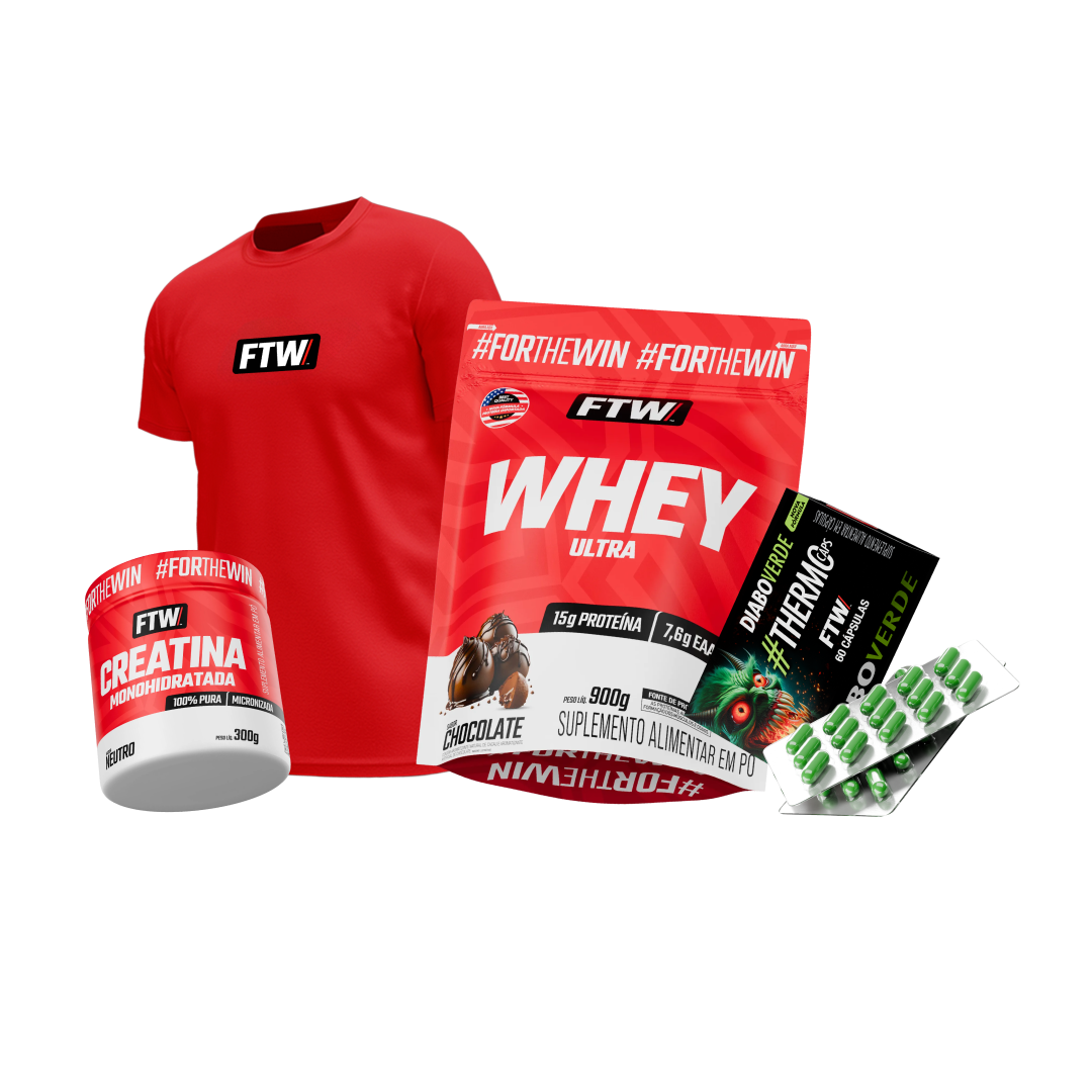 Combo Whey Ultra 900g + Creatina 300g + ThermoCaps FTW