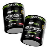 Kit Duplo Pré-Treino Diabo Verde 300g Frutas Vermelhas e Energético FTW