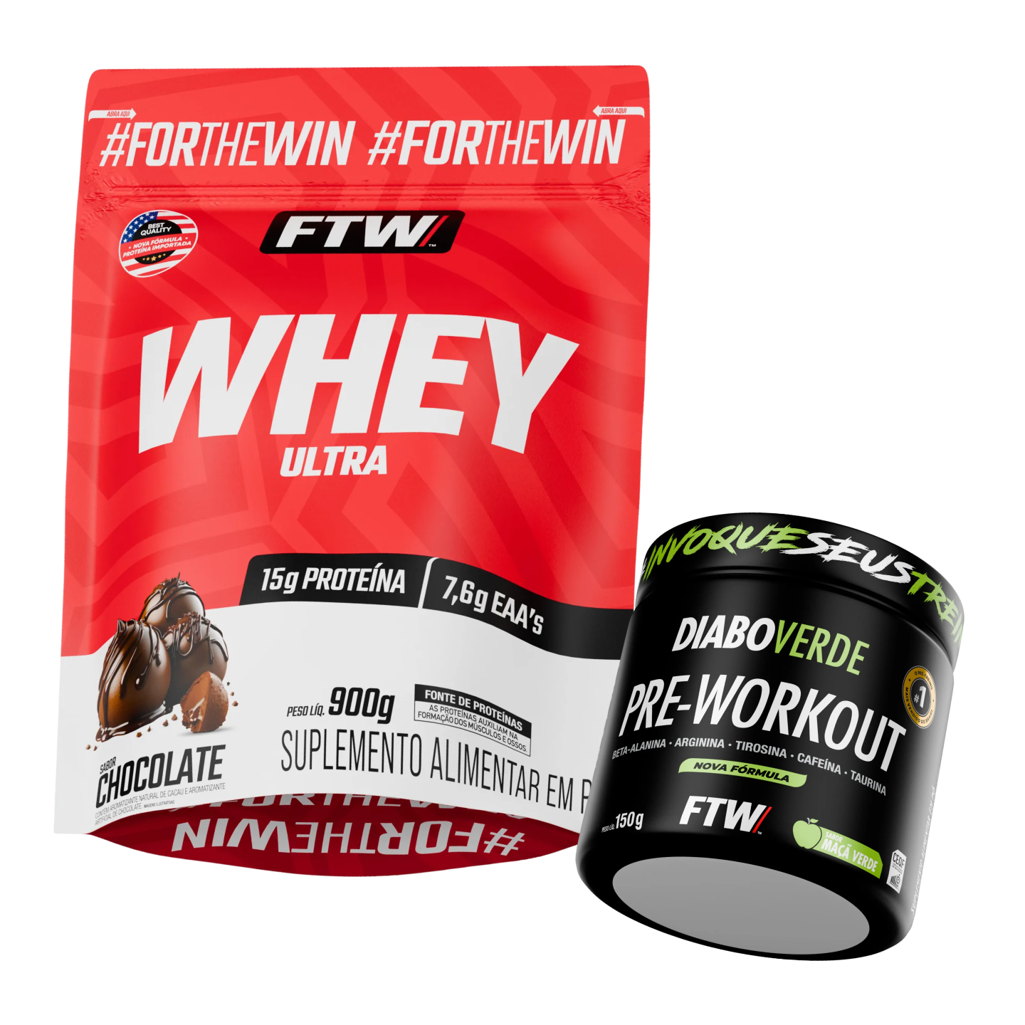 Combo Whey Ultra 900g + Pré-Treino Diabo Verde 150g FTW