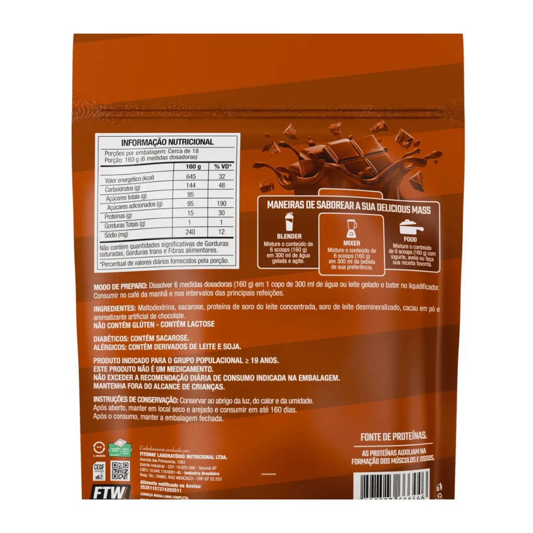 Hipercalórico Delicious MASS Chocolate Supreme 3kg - FTW