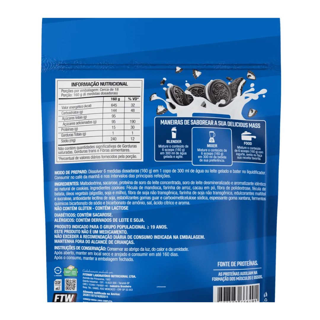 Hipercalórico Delicious MASS Cookies'N Cream 3kg - FTW