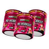 Kit 3x Pré-Treino Diabo Verde Dip Loko! Morango Atômico 300g - FTW Suplementos
