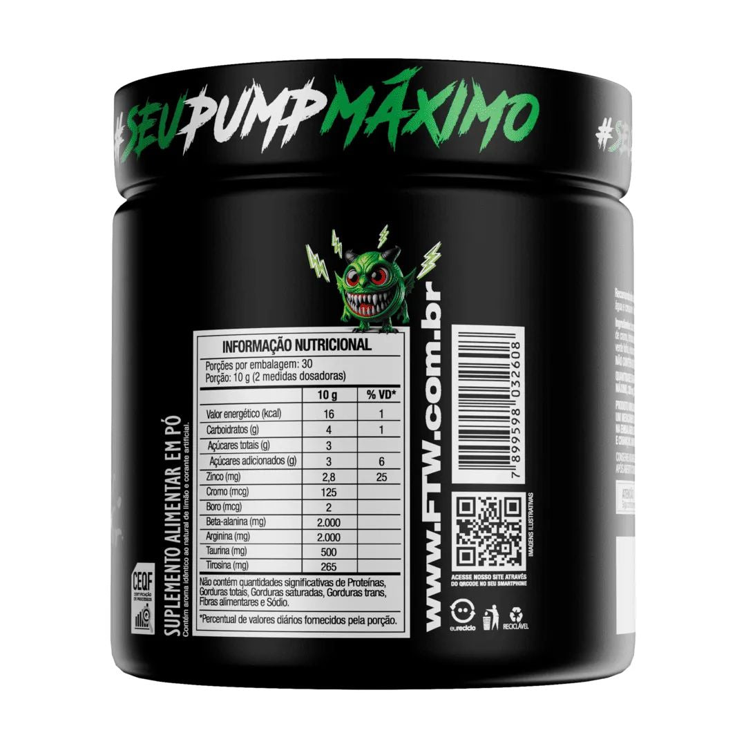 Tabela nutricional Pré-Treino Diabo Verde Dilabol Pump Limão 300g