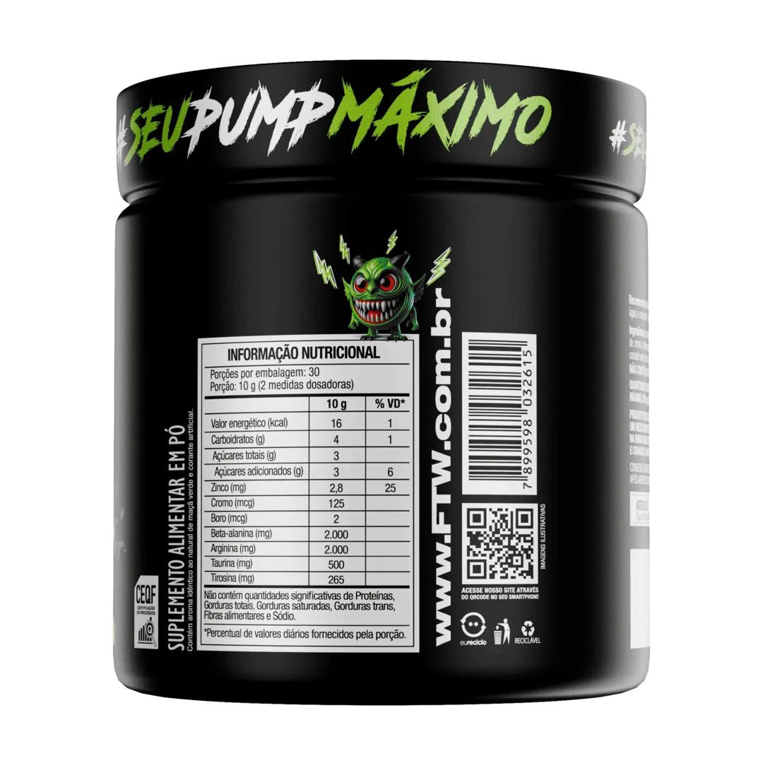 Tabela nutricional Pré-Treino Diabo Verde Dilabol Pump Maçã Verde 300g