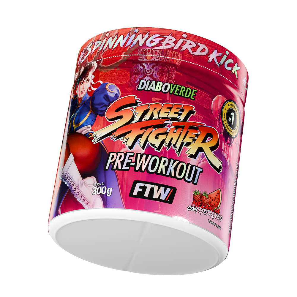 Pré-Treino Diabo Verde Street Fighter - Chun-Li - Melancia com Morango 300g