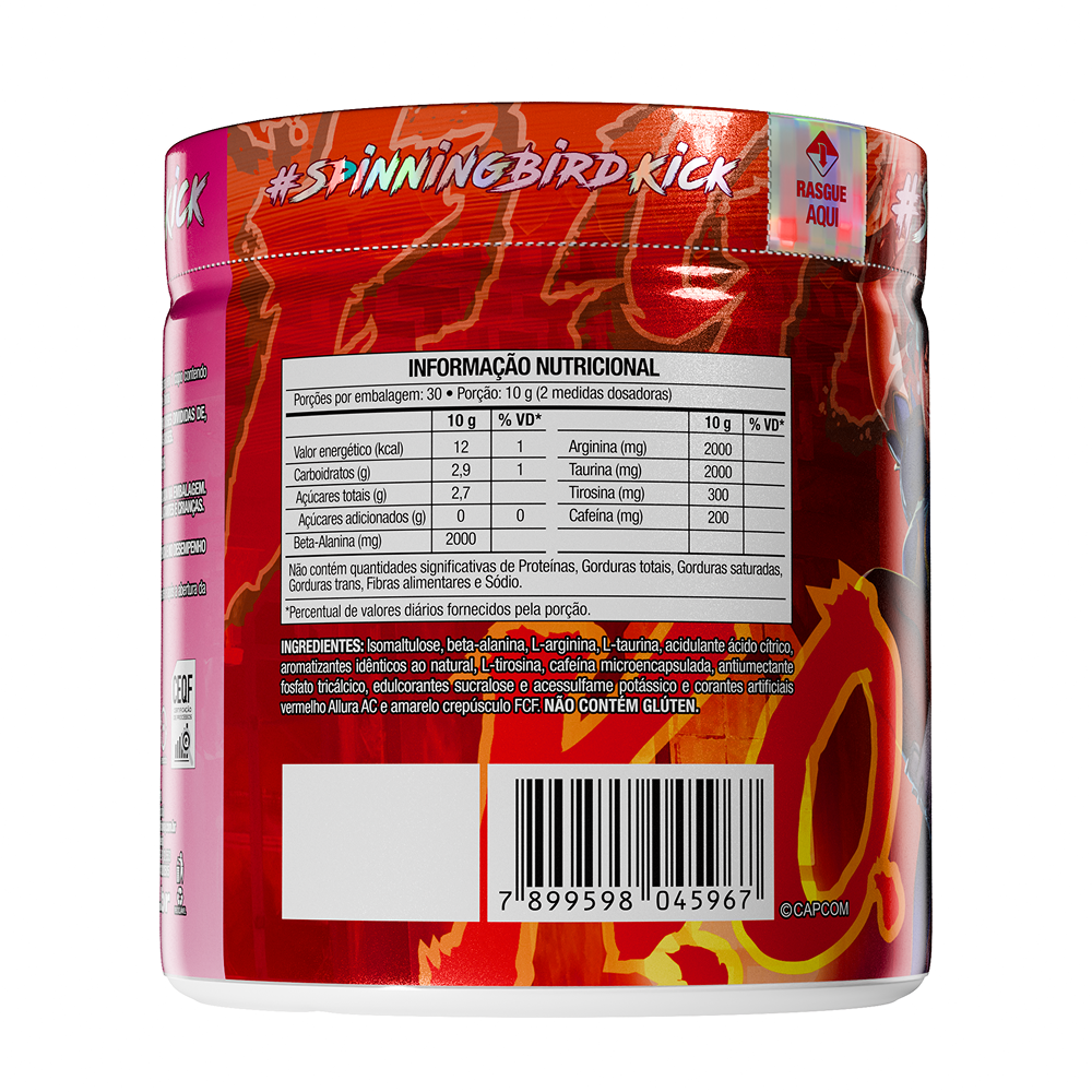 Pré-Treino Diabo Verde Street Fighter - Chun-Li - Melancia com Morango 300g