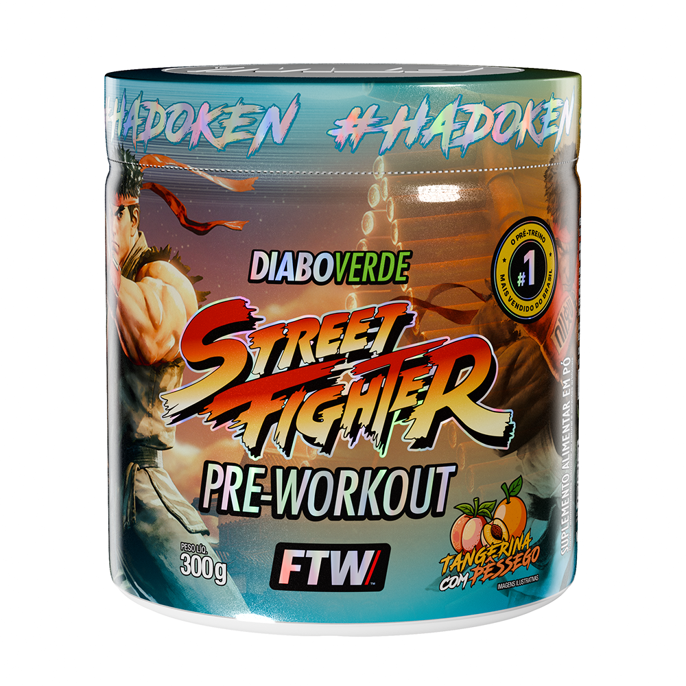 Pré-Treino Diabo Verde Street Fighter - Ryu - Tangerina com Morango 300g
