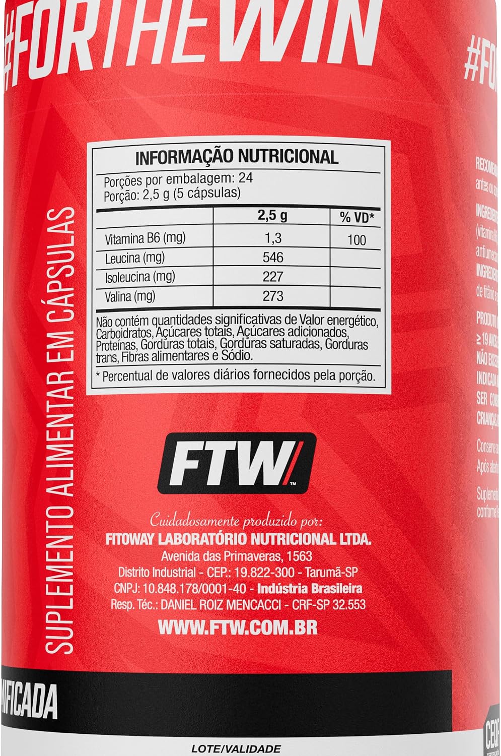 Tabela nutricional BCAA 1.000 2:1:1 120 cápsulas