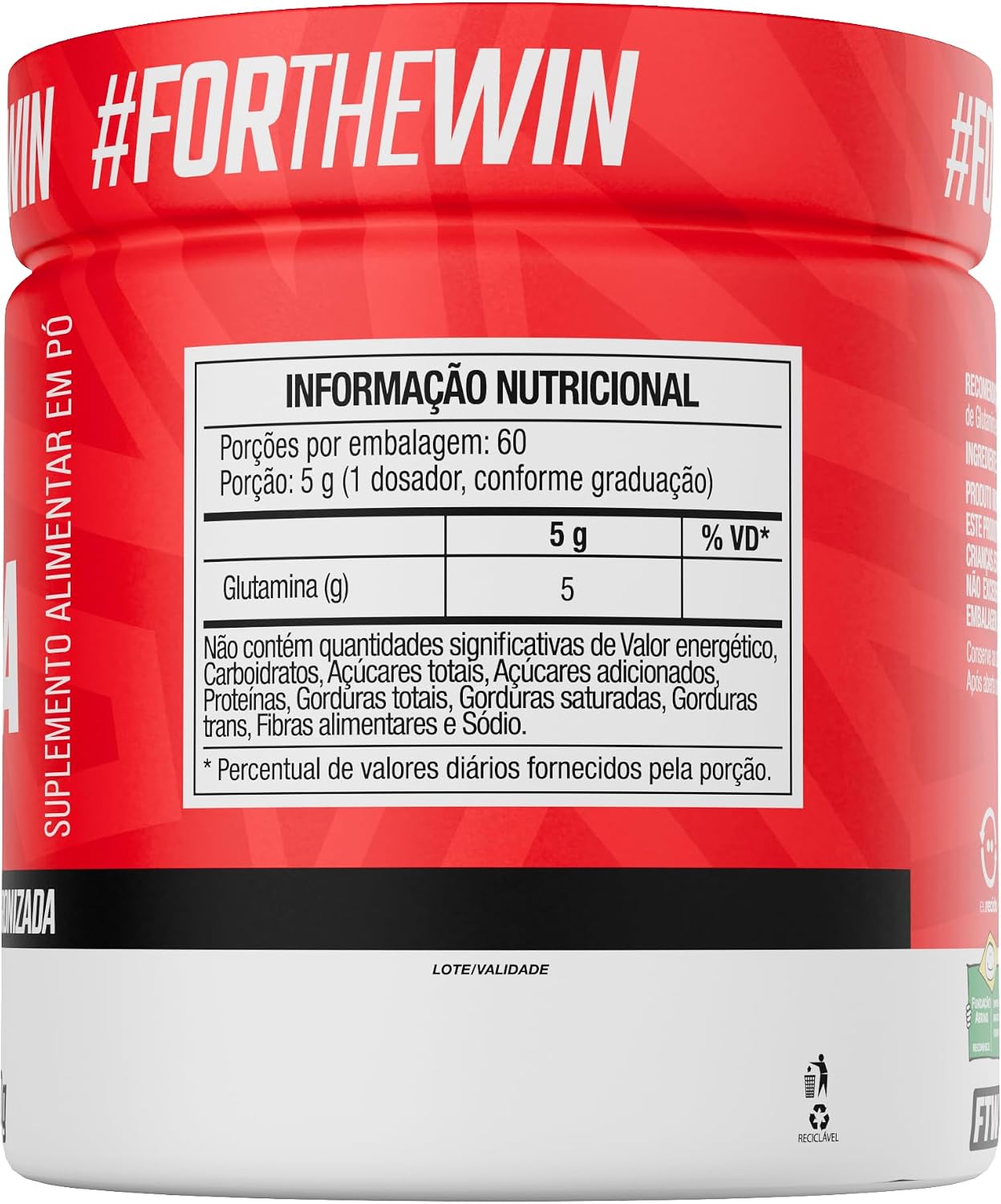 Tabela nutricional Glutamina 300g