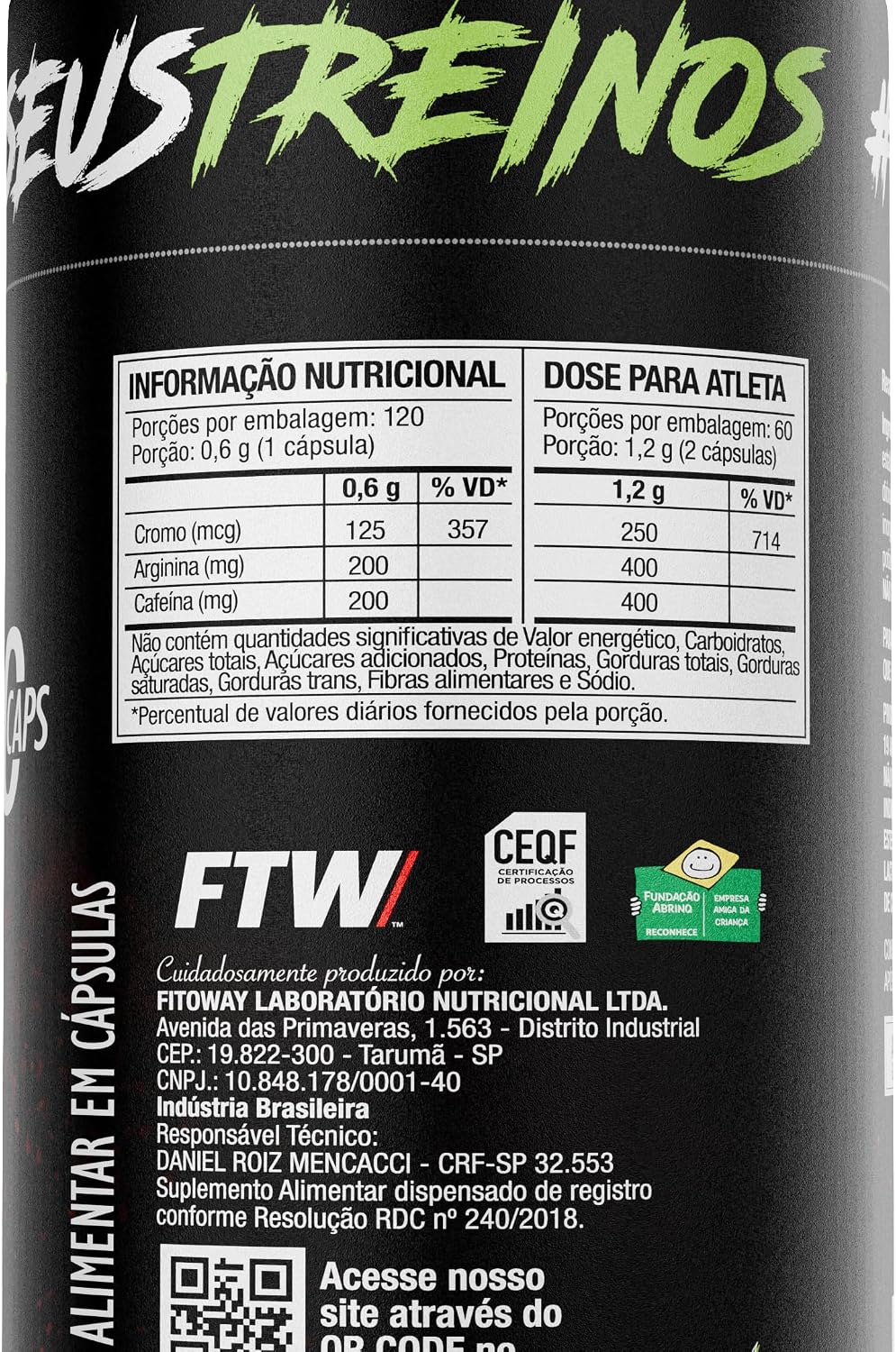 Tabela nutricional ThermoCaps 120 cápsulas