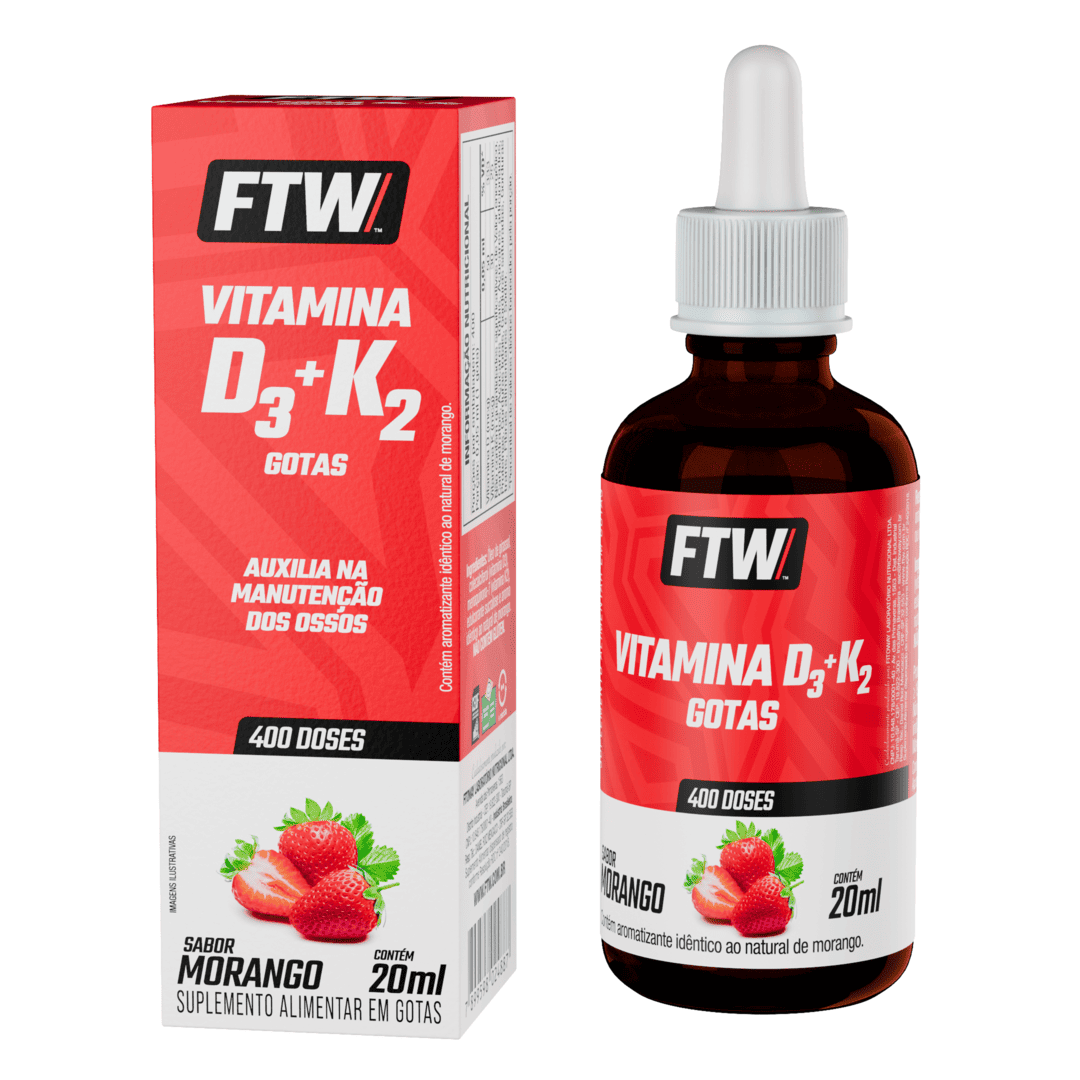 Vitamina D3 + K2 Gotas Sabor Morango - FTW