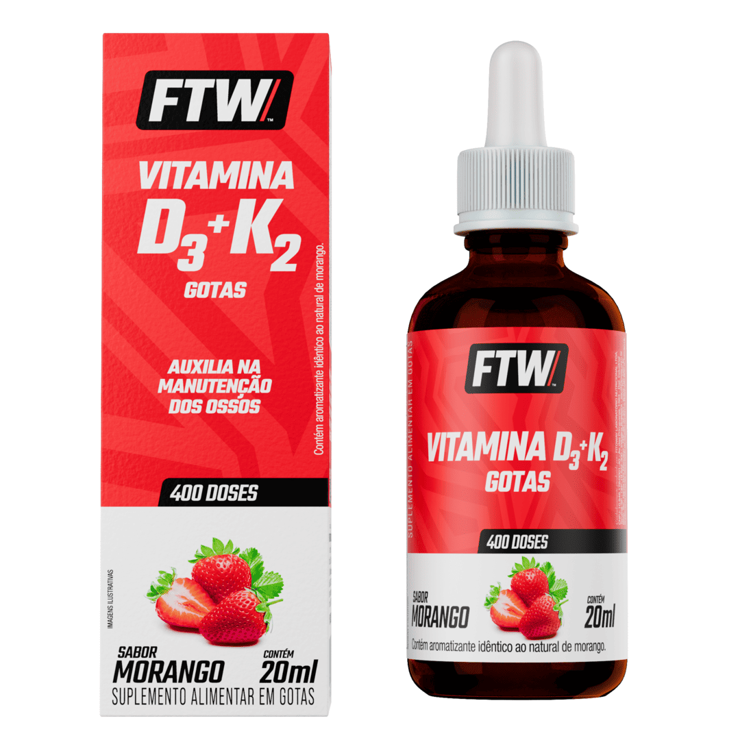 Vitamina D3 + K2 Gotas Sabor Morango - FTW