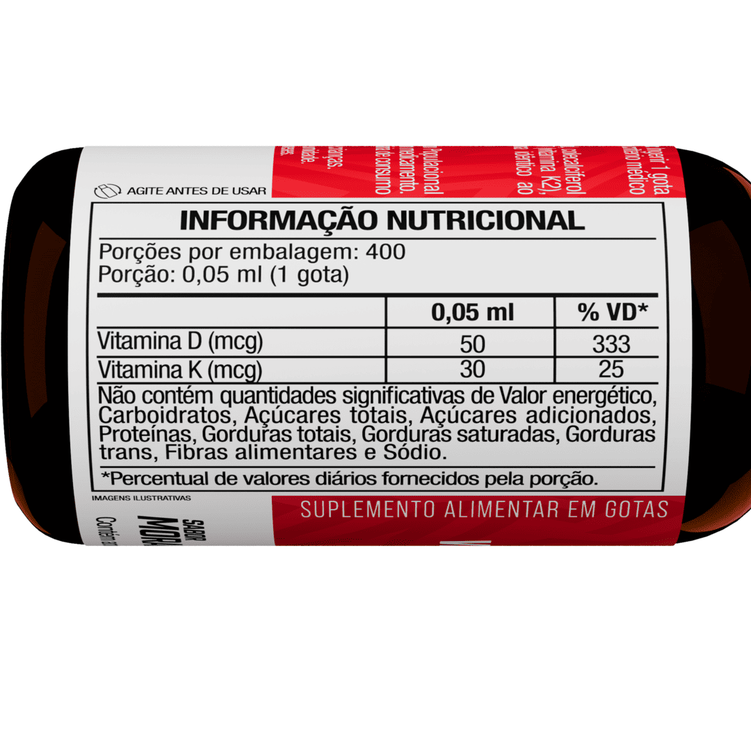 Vitamina D3 + K2 Gotas Sabor Morango - FTW